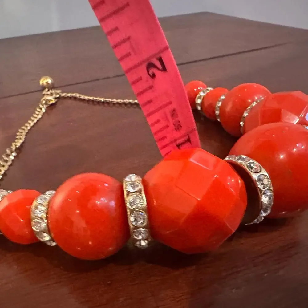 Kate Spade Mod Squad Necklace Red Gold Oversized Designer Statement Jewelry